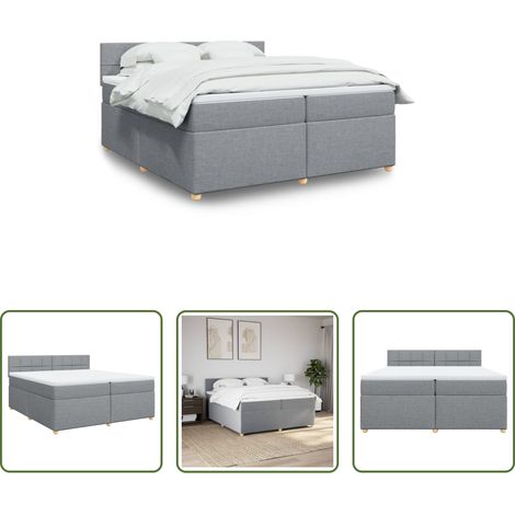 vidaXL Taschenfederkern - Boxspringbett mit Matratze Hellgrau 200x200 cm Stoff (1/5)