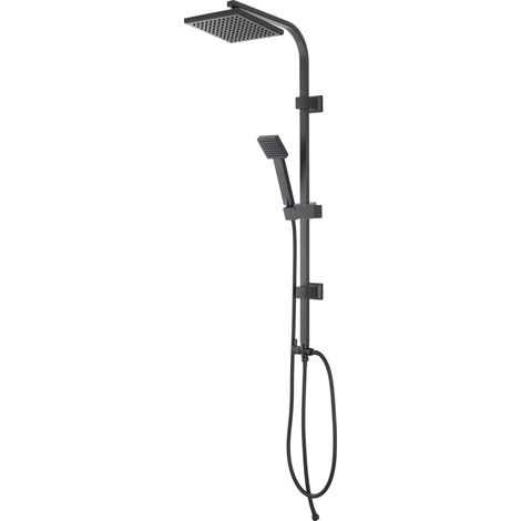 COLONNA DOCCIA ACCIAIO NERO H.93cm + SOFFIONE 19x19cm DOCCETTA E LACCIO FERIDRAS (1/3)