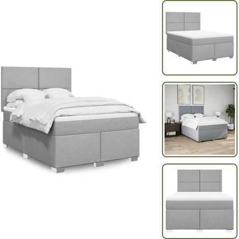 Sommier à lattes de lit avec matelas Gris clair 160x200cm Tissu - Sommier À Lattes De Lit - Sommiers À Lattes De Lit - Lit - Meuble De Chambre À Coucher (1/5)