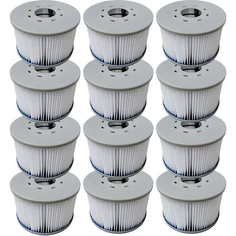 Lot de 12 cartouches filtrantes gonflables MSPA pour spa, filtre de rechange en polypropylène pour le nettoyage des spas, 10,6 x 6,7 cm-AquaForge (1/5)