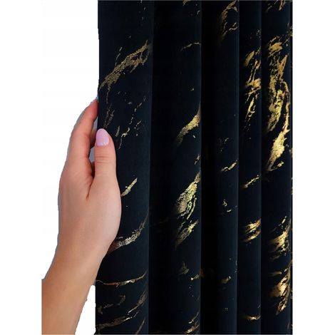 Rideau de velours à motif marbre - noir (1/5)