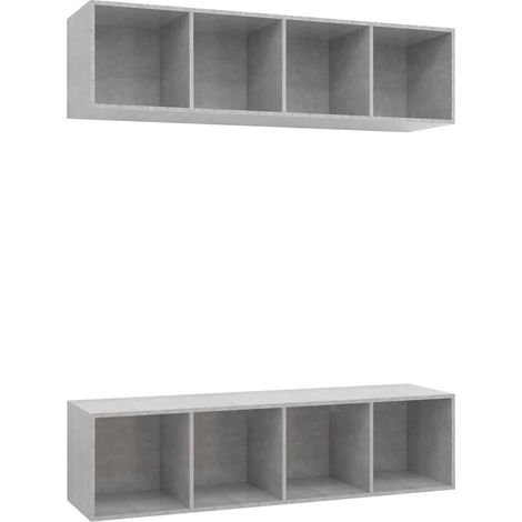 Meubles TV muraux 2 pcs, Étagère TV, Meuble de Salon, Gris béton Aggloméré OIB7317E (1/5)