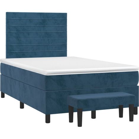 Maison Exclusive - Giroletto a Molle con Materasso Blu Scuro 120x190 cm in Velluto (1/5)