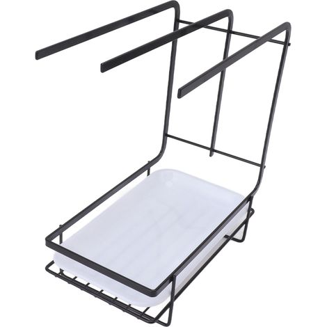 Schwammhalter mit Abtropffläche, rostfreier Hohlboden, schnelltrocknend, Geschirrtuchhalter für Küche, Bad und Spüle, schwarz (1/5)