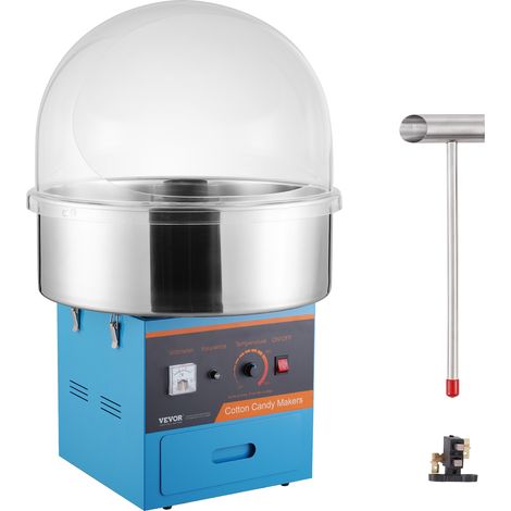 VEVOR Macchina per Zucchero Filato Elettrica, Macchina per Zucchero Filato da 1000W, con Coperchio, Ciotola in Acciaio Inox, Paletta per Zucchero, Cassetto, per Feste Compleanno Famiglia, Evento, Blu (1/5)