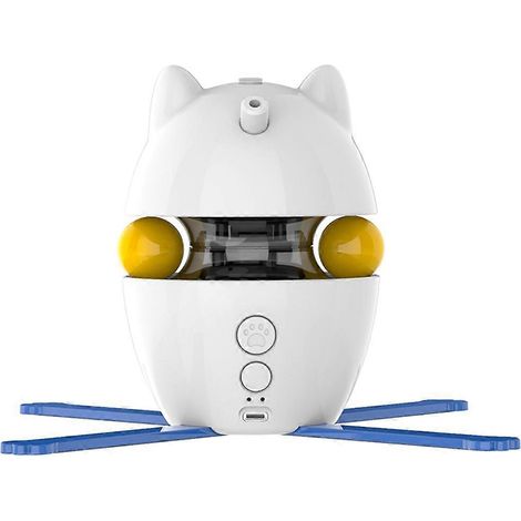 4-in-1 intelligentes, automatisches Katzenspielzeug mit 360°-Drehung und wiederaufladbarem, interaktivem Futterball