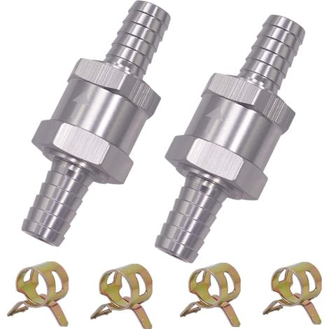 2 Pièces Clapet Anti-Retour 8MM Valve de Carburant en Alliage d'Aluminium Non Retour Clapet Anti-Retour pour Essence Diesel Carburateur Systèmes de Carburant à Basse Pression (8MM) (1/5)