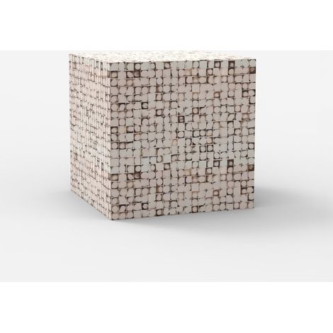 Mesa cuadrada moderna de salón de madera incrustada Manju - Blanco (1/4)