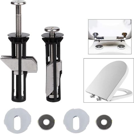 Kit de remplacement de 2 vis pour abattant de WC,vis pour abattant de WC, kit de pièces de rechange pour abattant de WC avec écrous et rondelles (1/5)