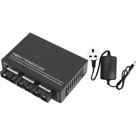 Commutateur Ethernet Fibre Optique 1310nm 100Mbps SC 2 Fibres Monomode Indicateur LED Transcepteur Fibre RJ45 Alimentation 100-240V Prise UK (1/5)