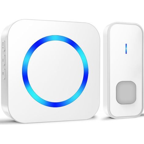 Campanello esterno wireless bianco, impermeabile, a lungo raggio (400 m), kit di suoneria elettronica, 55 melodie con 5 livelli di volume per la casa, indicatore (1/5)
