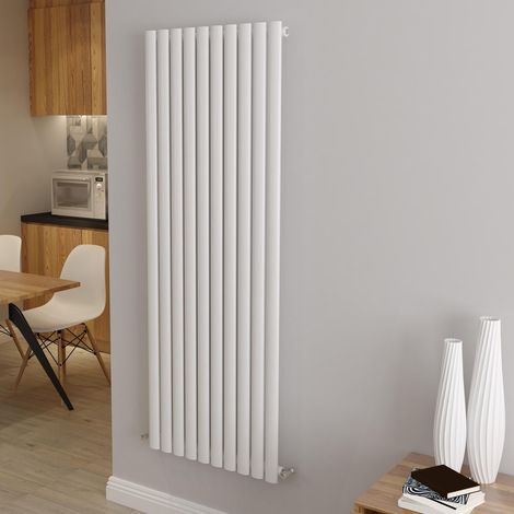 AICA Oval Column Designer Radiator Central Heating Vertical 1600x590mm Single White