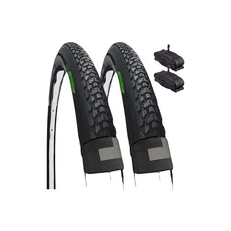 COPERTONI PNEUMATICI 700 X 40C (42-622)+CAMERE D’ARIA CON VALVOLA AMERICA SCHRADER DEMI SLICK GOMMA STRADALE BICI UOMO GRAVEL OFF-ROAD STERRATO TREKKING MTB (1/4)