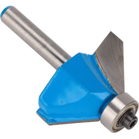 Fraise à chanfreiner 45° avec roulement pour bois, queue ronde 6mm, dimensions 6x16mm pour finition précise