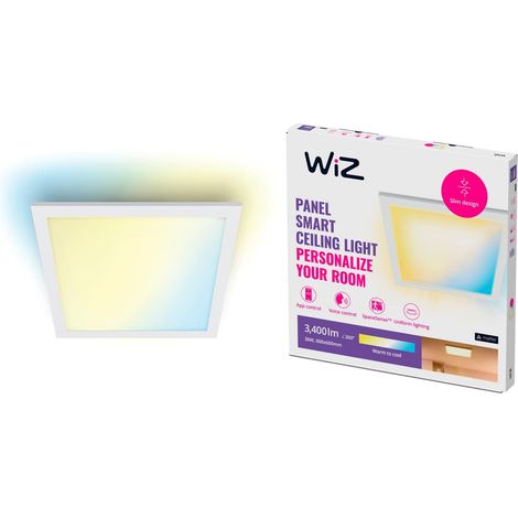 Plafonnier Panel Smart, Luminaire connecté RGB, Blanc, 60x60x4,2cm (1/5)