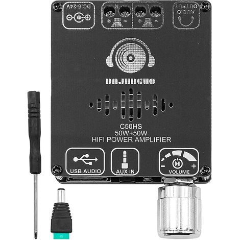 Carte amplificateur Bluetooth Carte amplificateur Audio Bluetooth de Classe HiFi 50W + 50W Prise en Charge de la Carte Son USB/Flash USB entrée Bluetooth AUX (1/5)
