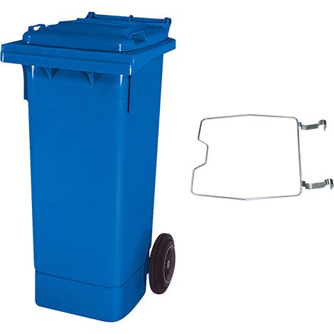 BRB Poubelle de 80 l, bleu, avec support pour sacs poubelles