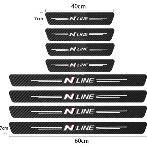 (8 pièces pour N LINE) Seuil de porte de voiture en fibre de carbone,autocollants de protection anti-rayures pour Hyundai N LINE i20 i30 Accent Tucson Elantra (1/3)