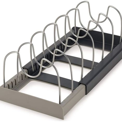 Étagère télescopique réglable, couvercle et plateau de rangement, PP + acier inoxydable (1/5)