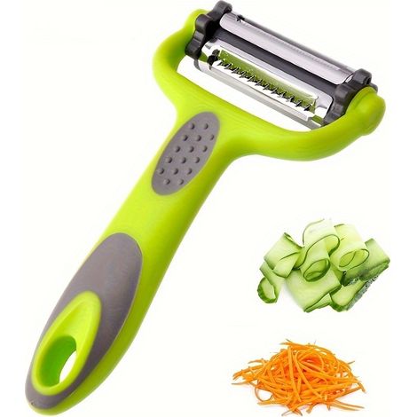 Lot de 2 : Éplucheur multifonction 3-en-1 pour fruits et légumes – Économe en acier inoxydable – Ustensile de cuisine (1/5)