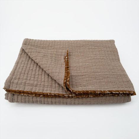 Dessus de lit en coton lavé matelassé boutis Bronze 230x250 cm (1/2)