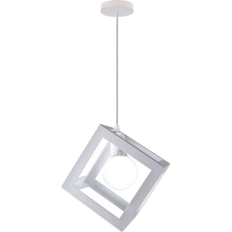 Suspension Lustre En Forme De Cube Suspension Luminaire Moderne Plafonnier Rétro Vintage Blanc (1/4)