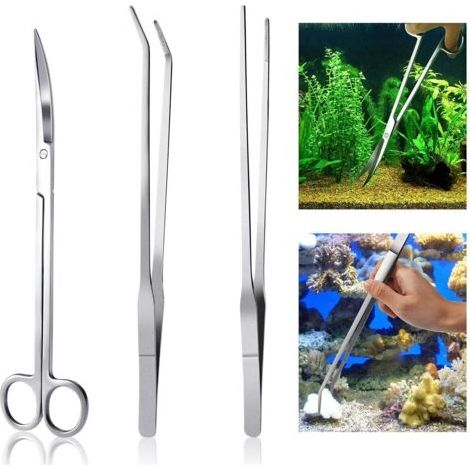 Sollbry Aquarium Kit Outil Accessoires INOX Aquarium réservoir Eau Plante Pinces Ciseaux Outils Set Poisson Starter Kits