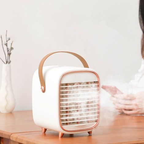 Ventilatore USB silenzioso con pratica tracolla per ufficio, auto e casa, bianco (1/5)