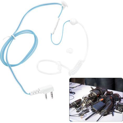 Micro-casque mains-libres avec interrupteur PTT et réduction des rayonnements pour talkie-walkie Baofeng 888S/5R/6R - Version bleue (1/5)