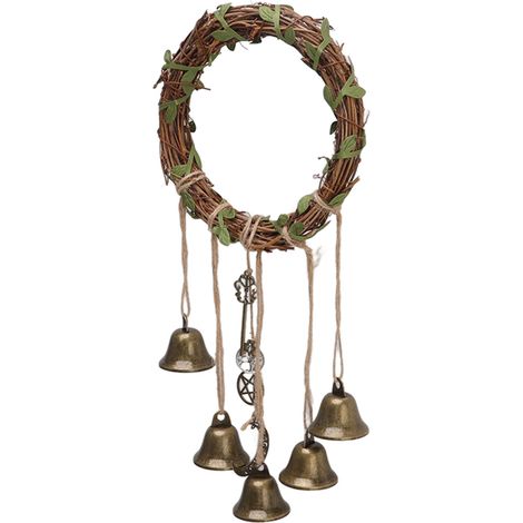 Clochette de sorcière suspendue, carillon décoratif fait main avec motifs symboliques, pour poignée de porte type A (15 cm/5,9 po de diamètre) (1/4)