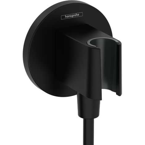 Hansgrohe Fixfit - Codo de ducha con soporte, negro mate 26888670 (1/2)