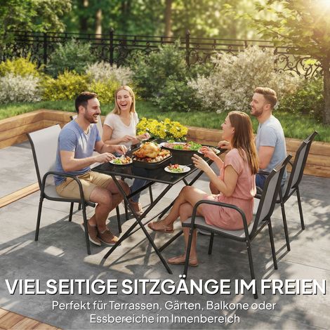 Lot de 4 chaises de jardin empilables, fauteuils de terrasse avec dossiers et accoudoirs aérés, charge maximale 120 kg (1/4)