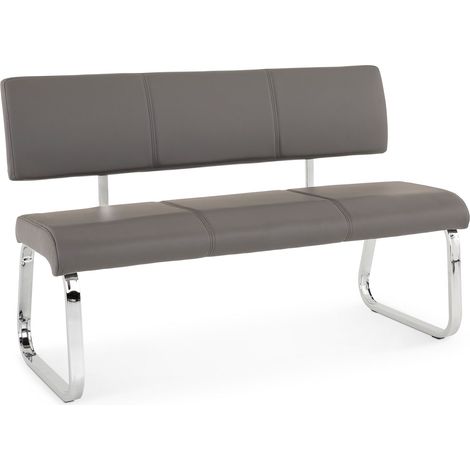 Banc design avec dossier VILAS, en synthétique gris (1/4)
