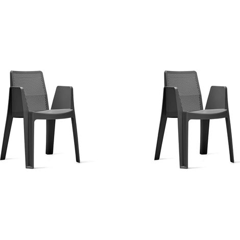 garbar PLAY Set 2 Silla Con Brazos Interior, Exterior Gris Oscuro