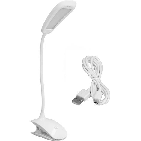 Lampe de table LED à pince, rechargeable USB, 3 vitesses tactiles, pliable, flexible, col de cygne, lampe de lecture pour dortoir (1/5)