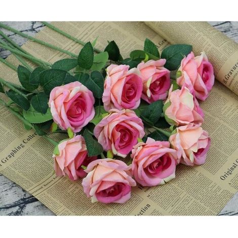 Bouquets de fleurs - - 10 pcs - Rose artificielle - Flanelle - Décoration intérieure (1/4)