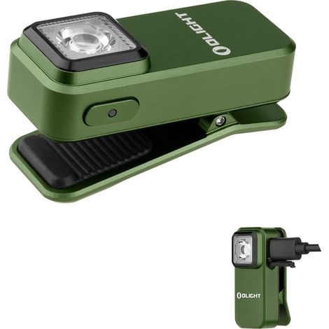 OLIGHT Oclip Mini LED Taschenlampe mit Rotes Licht, 300LM helle USB-C Aufladbare Flashlight, IPX5 Clip Lampe und 1,5m Fallschutz kleine Blinklicht für Camping und Sicherheitswarnungen(OD Green). (1/5)