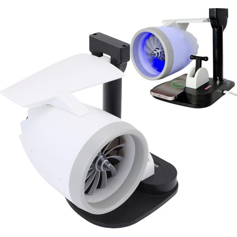 Ventilateur de Bureau Turbojet avec Humidificateur, Ventilateur de Bureau en Moteur à Jet D'avion, Ventilateur de Moteur à Réaction, Ventilateur de Bureau à Réaction, (lumière bleue) (1/5)
