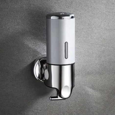 Distributeur de savon mousse pour salle de bain, support de nettoyage des mains, distributeur de savon mural, distributeur de pomme de douche à shampoing (argent, 24,5 × 10 × 8,3 cm)