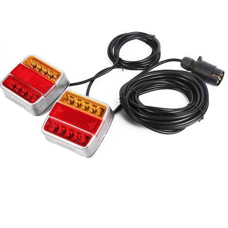 Kit de feux de remorque à LED magnétiques, avec câble de 7,3 m et fiche 7 broches, étanche IP68 (1/5)
