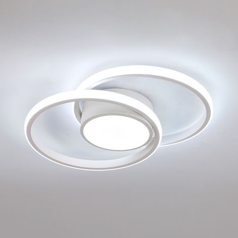 Comely – Plafonnier LED moderne double cercle blanc 42W 4725 lm – Lumière blanche 6500K – Aluminium – Pour salon, chambre, salle à manger