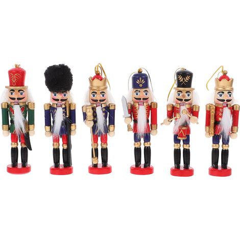 Lot de 6 Casse-Noisettes en Bois Classiques de 12cm à Suspendre, Décoration de Noël pour Sapin, Ambiance Joyeuse et Charme Traditionnel Maison (1/5)