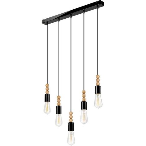 Lamkur Simon Lampadario a sospensione Cluster Nero, 5x E27