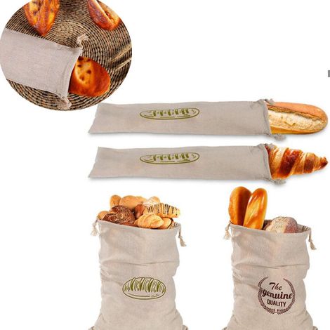 4PCS sacs à pain, sacs à légumes en coton, réutilisables, solides, légers, lavables et faciles à ranger. (1/5)