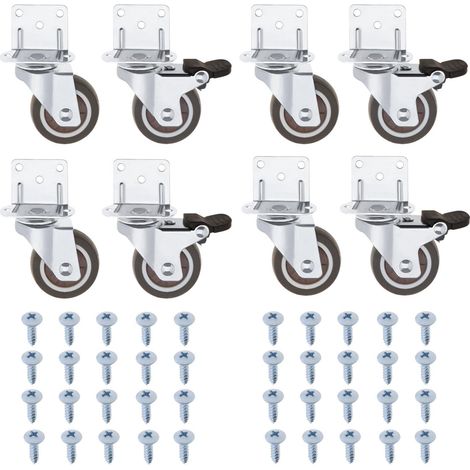 8pcs 25mm Roulettes Pivotantes avec Frein Roulette à Plaque de Montage en L Roulement à Billes Roue Pivotante Pas de Bruit pour Meuble Jardinière Berceaux Coiffeuse-4pcs 25mm (1/5)