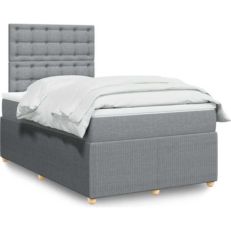 Cama box spring con colchón tela gris claro 120x190 cm vidaXL (1/5)
