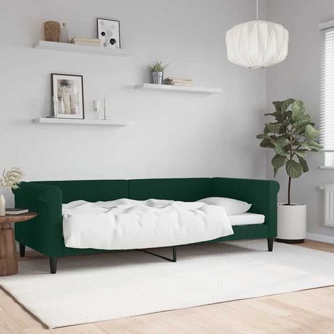 Sofá cama sin colchón terciopelo verde oscuro 90x200cm (1/5)