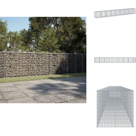 The Living Store Panier gabion avec couvercle 950x100x100 cm fer galvanisé - Aménagement extérieur (1/5)