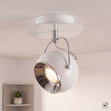 Spot Lampe Wand Metall verstellbar rund D: 0 cm Weiß GU10 2700 K warmweißes Licht 320 lm (1/5)