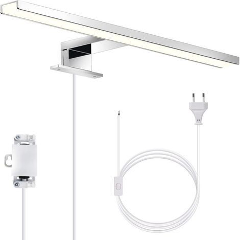 Lampe Miroir Salle De Bain - 5 W - 500 Lm - 4000 K Blanc Neutre - IP44 Étanche - Fixation Par Pince Ou Vis - Acier Inoxydable - 300 mm (1/5)